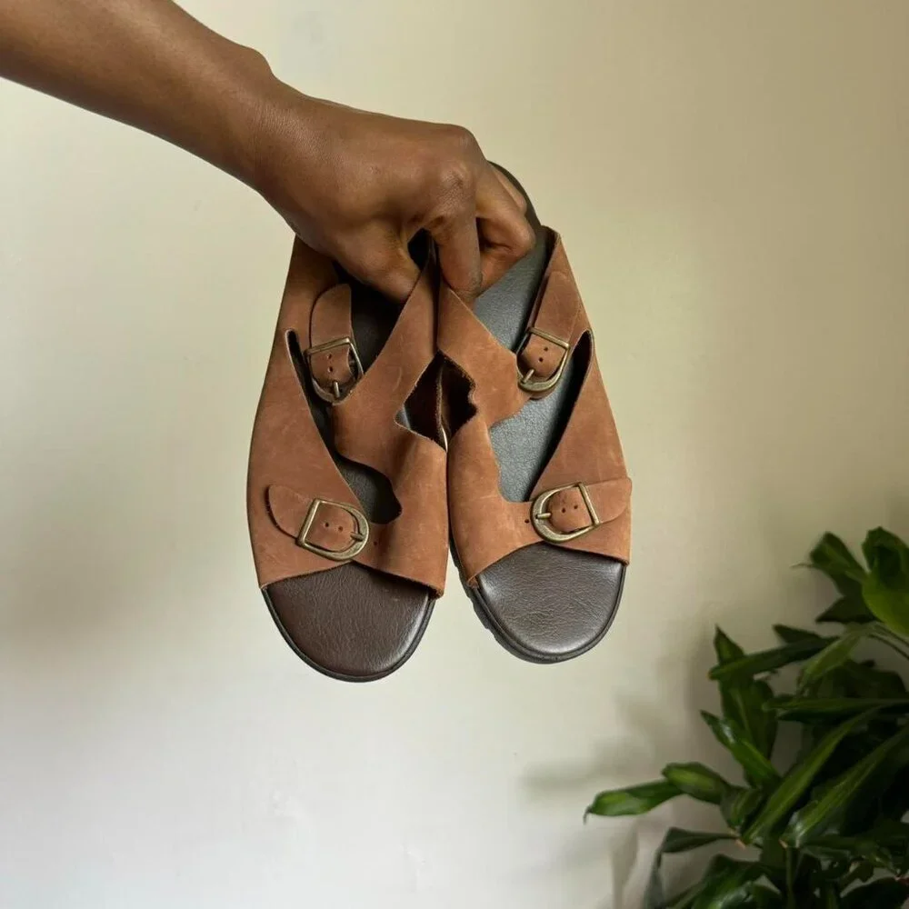 Vintage Strappy top buckles‎ wedge sandals